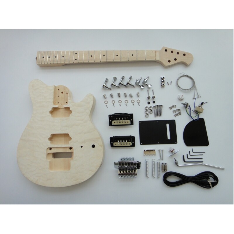 Afanti Customized Zebra HH Pickup Quilted Maple Veneer DIY Electric Guitar Kit