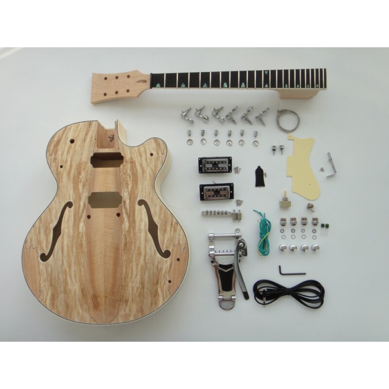 Afanti Maple Plywood with Spalted Maple Veneer Hollow Body Electric Guitar Kit