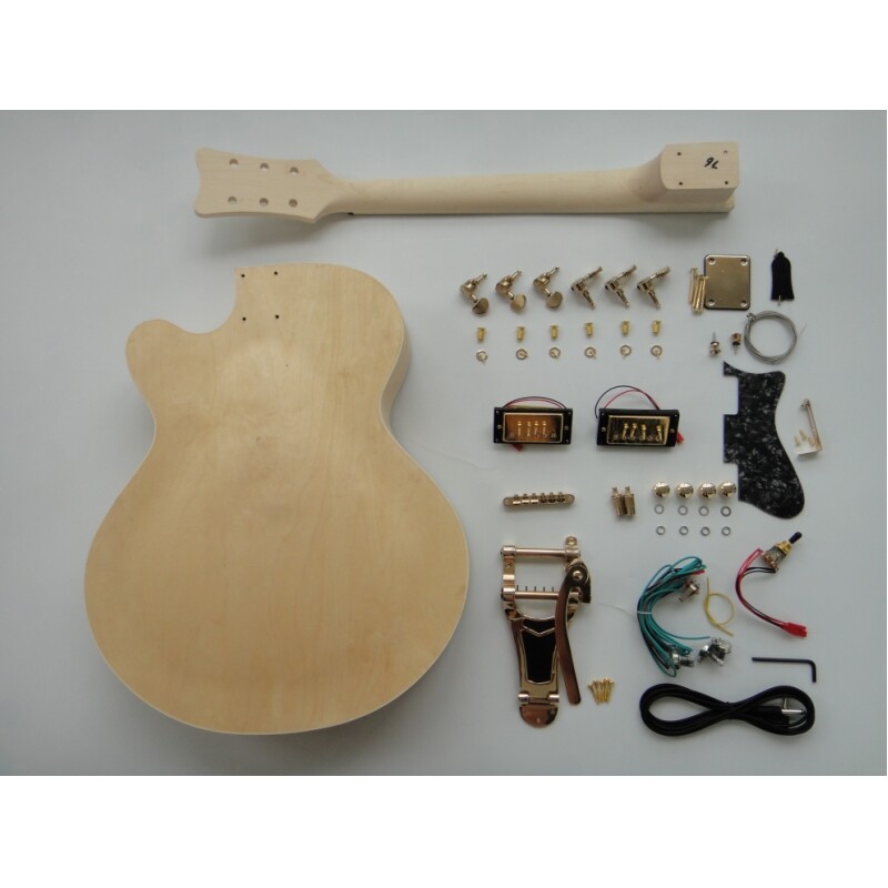 Afanti Maple Plywood with Flamed Maple Veneer Hollow Body DIY Guitar Kit