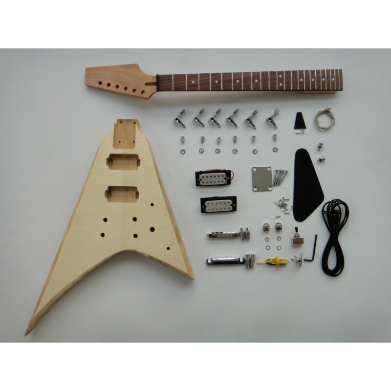 Afanti Paulownia Body with Flamed Maple Veneer DIY Electric Guitar Kit