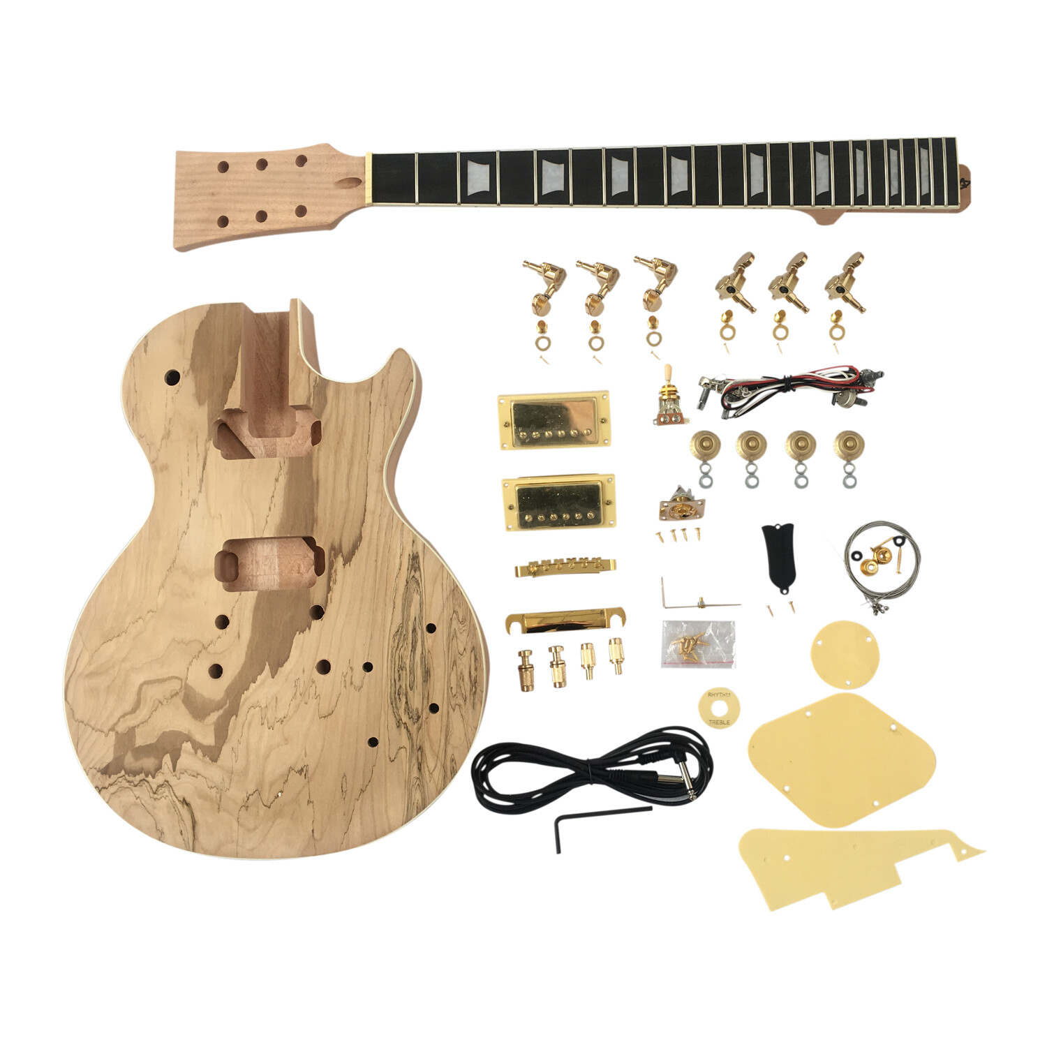 Afanti Mahogany body with Spalted Maple veneer build your own Guitar kit