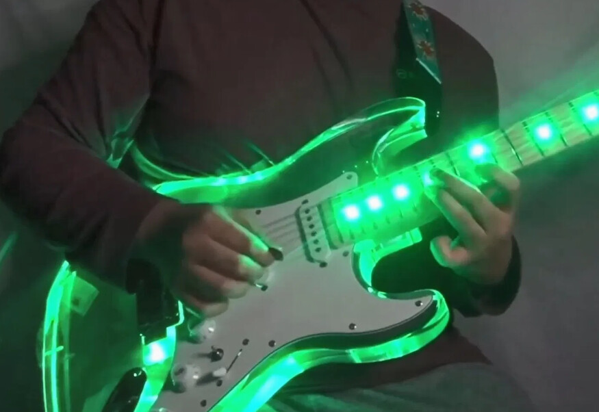 Afanti Acrylic Body with LED Light Maple Fretboard Strat Electric Guitar