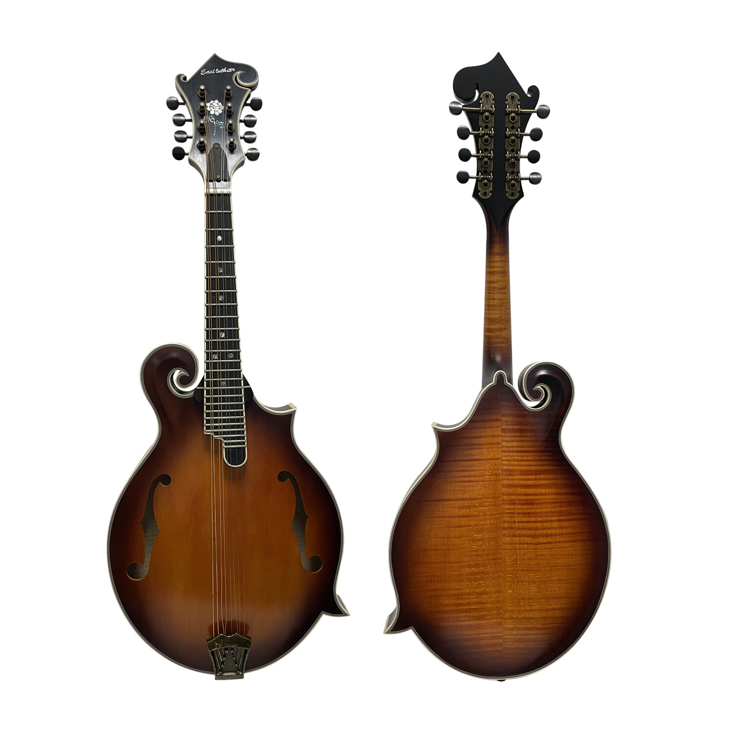 East Luthier Hand Made All Solid 3A Wood Sunburst F Style Mandolin