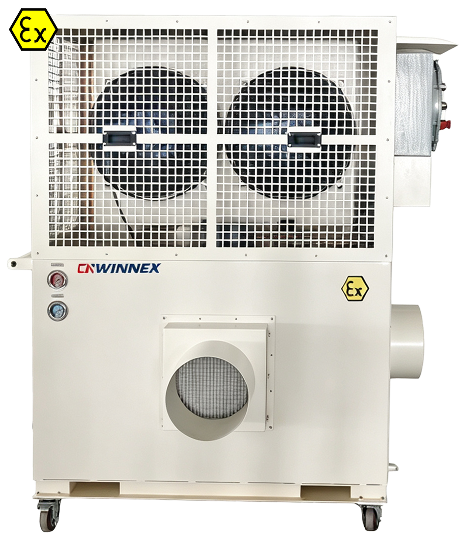 Aire acondicionado antideflagrante móvil en paquete CNWINNEX BKT-26: refrigeración de 25 kW lista para conectar y usar en zonas de trabajo peligrosas temporales y móviles Aire acondicionado antideflagrante móvil en paquete CNWINNEX BKT-26: refrigeración de 25 kW lista para conectar y usar en zonas de trabajo peligrosas temporales y móviles