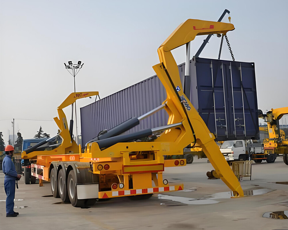 SINOTRUK SIDE LIFTING CONTAINER TRAILER WITH CRANE