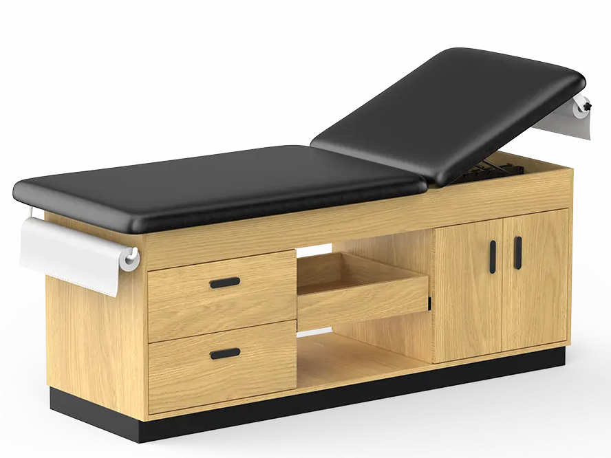 Manual Medical Wood Clinic Treatment Manual Exam Table With Storage Cabinet Manual Medical Wood Clinic Treatment Manual Exam Table With Storage Cabinet