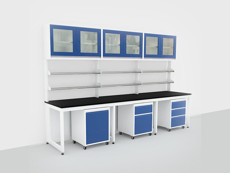 Mesas de muebles de laboratorio de la mejor calidad para banco de pared de laboratorio con armario de pared Más espacio de almacenamiento Mesas de muebles de laboratorio de la mejor calidad para banco de pared de laboratorio con armario de pared Más espacio de almacenamiento