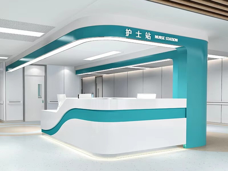 Comptoir de réception incurvé moderne pour hôpital, mobilier d'hôpital, bureau d'accueil pour clinique
