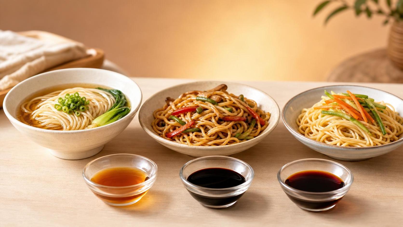 Cómo elegir salsa de soja para platos de fideos: ¿estilos claros, oscuros o mezclados?