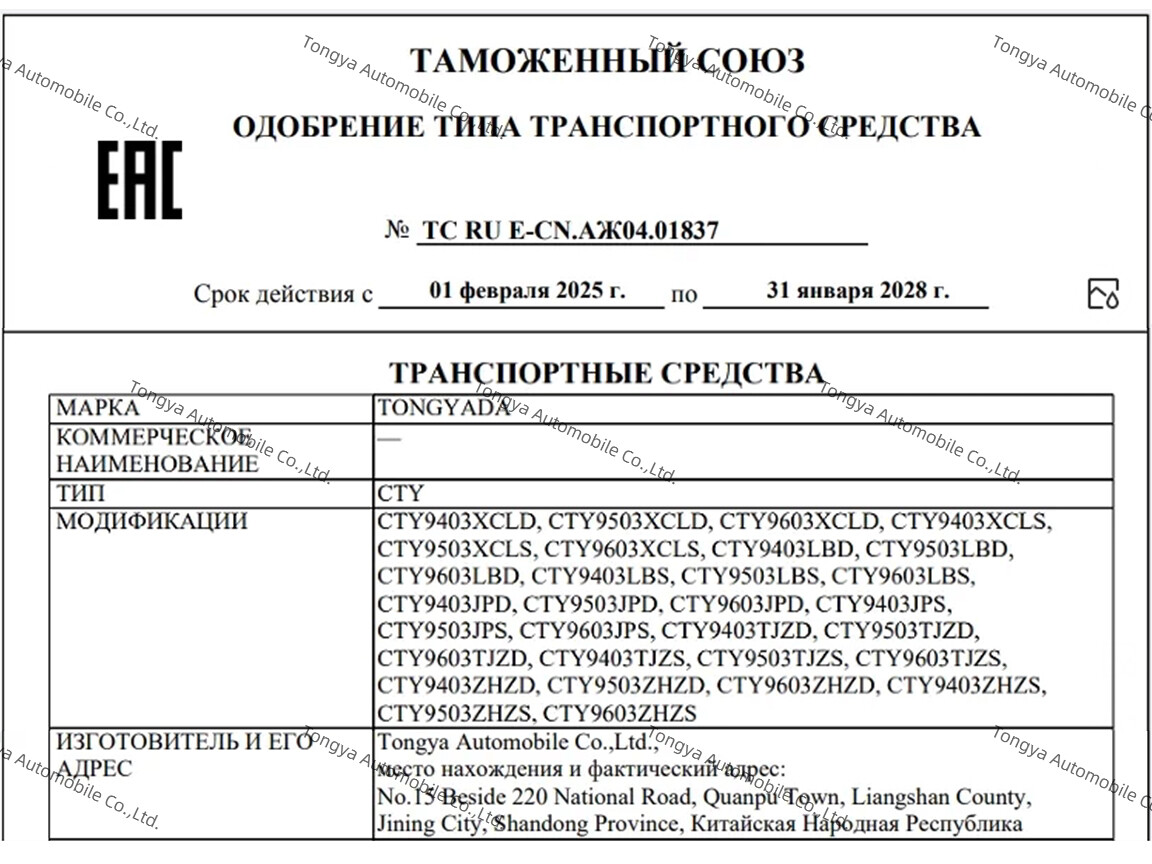 Tongya Auto crowned with honors, awarded OTTC certification in Russia