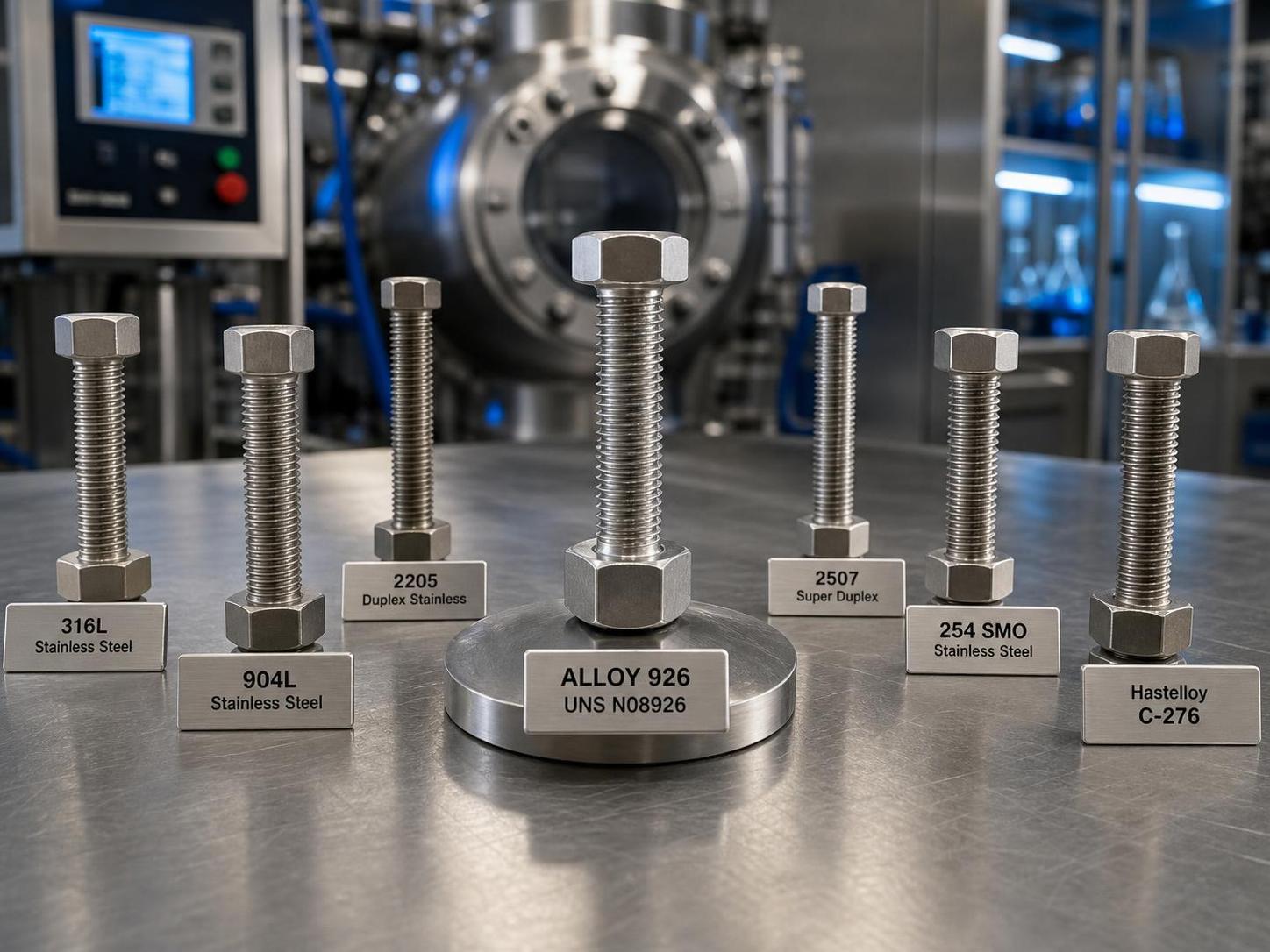 Alloy 926 vs 316L, 904L, Duplex, 254 SMO, Hastelloy & More: The Ultimate High‑Chloride Fastener Showdown