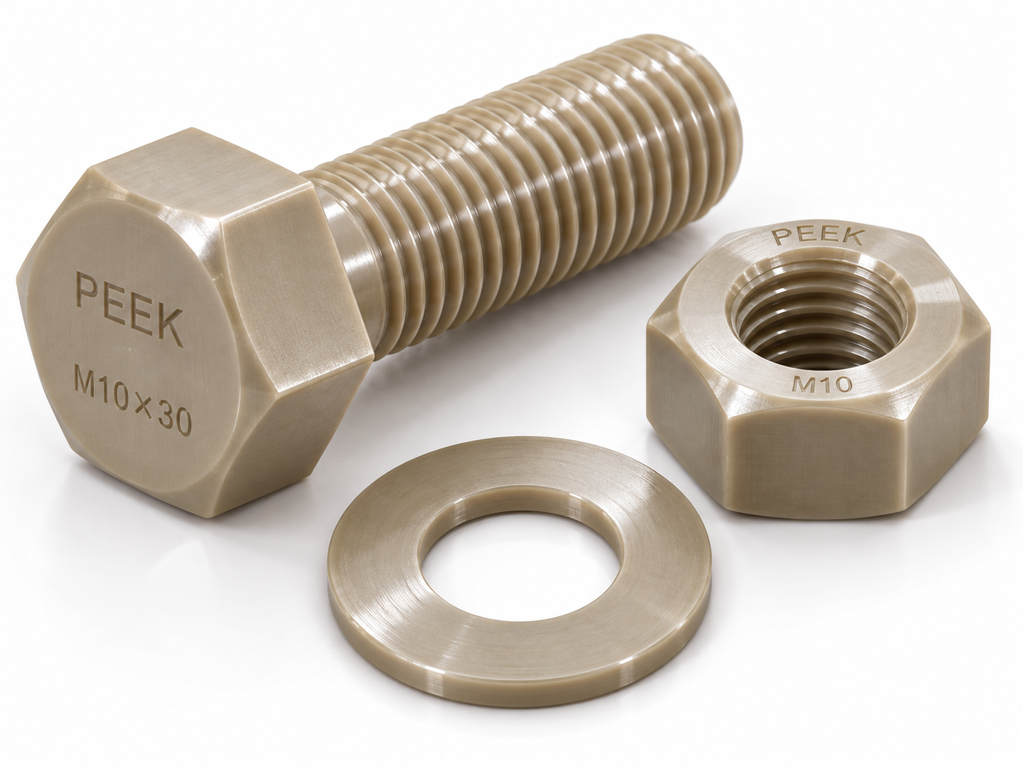 PEEK Fasteners | Polyetheretherketone Bolts, Nuts, Screws – High-Performance Polymer | RAYCHIN LIMITED