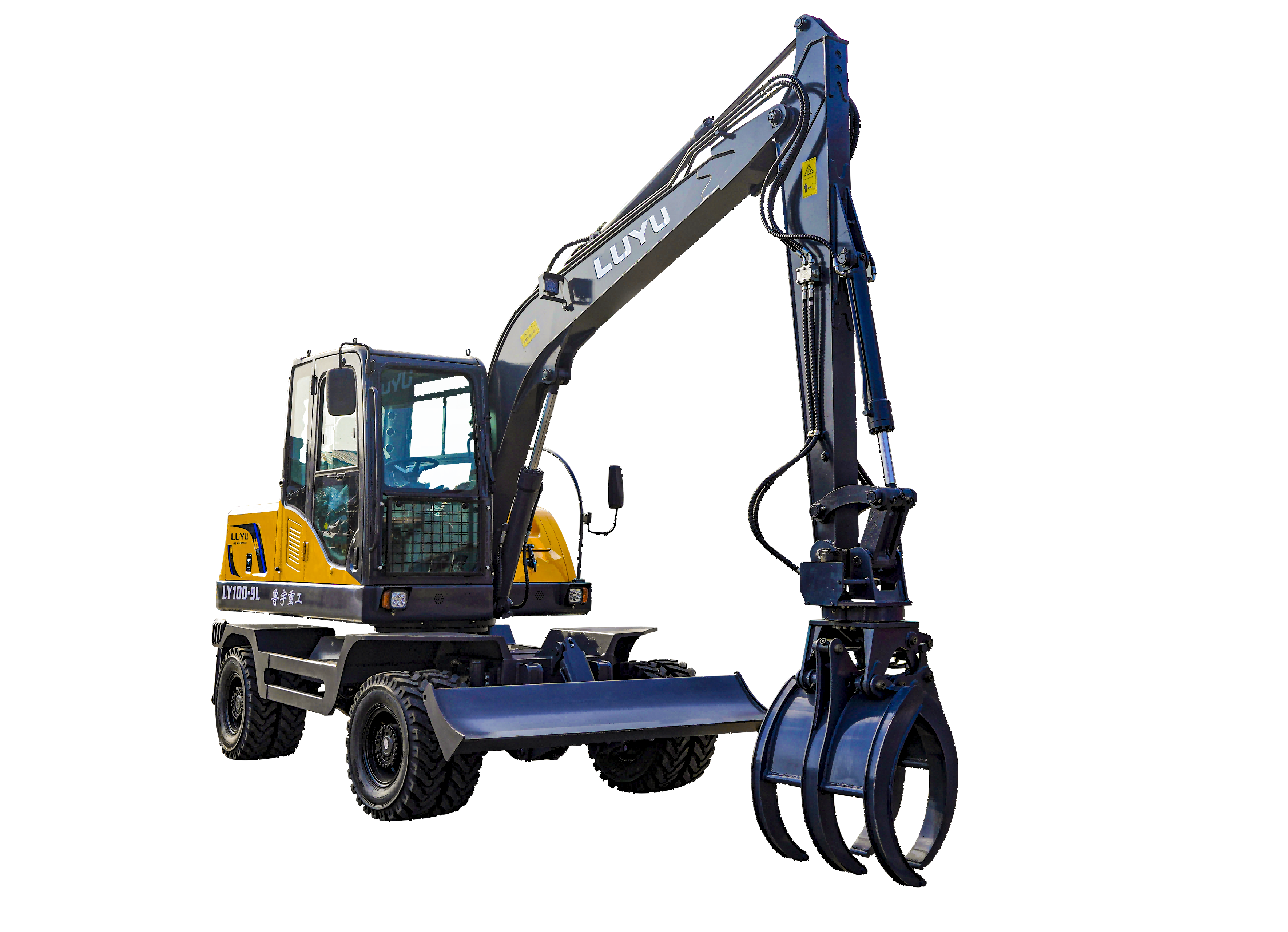 Luyu cotton grapple digger wheel excavator log grap machine