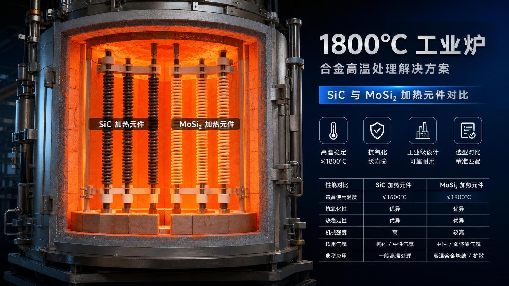 Which Is Better for 1800C Furnaces: SiC  heater  or MoSi2 Heating Elements?