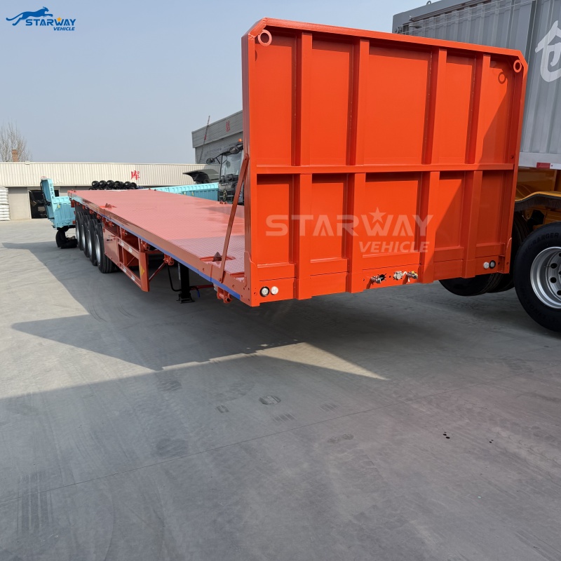 4-axle Flatbed Trailer with Front Wall