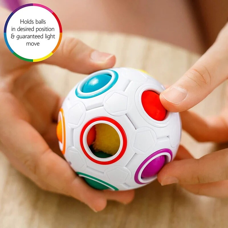 Rainbow ball brain teaser for kids 3D puzzle cube fidget ball educational toys