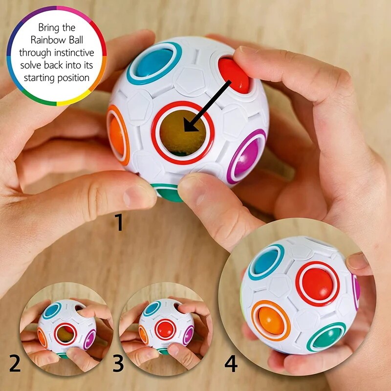 Rainbow ball brain teaser for kids 3D puzzle cube fidget ball educational toys