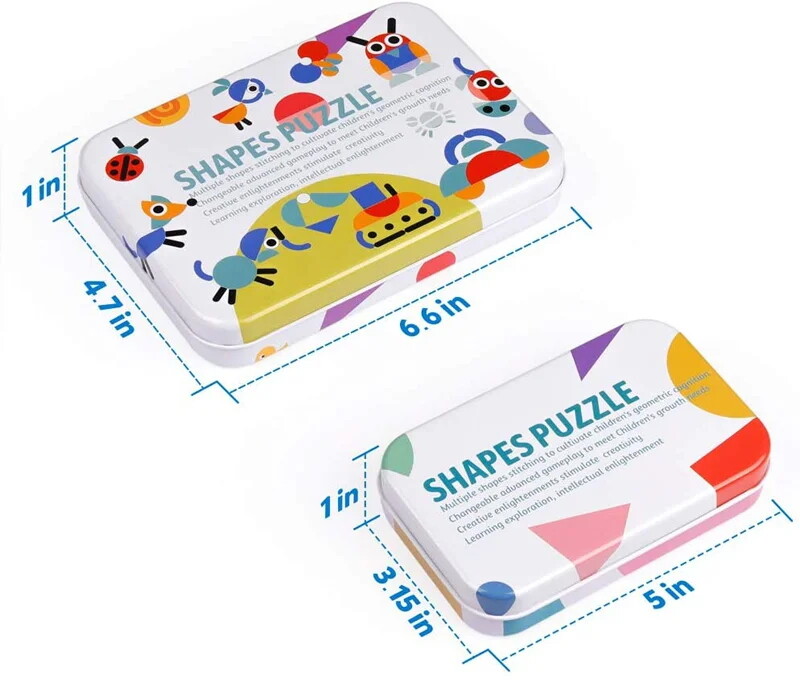Wooden pattern block animals shapes puzzle sorting montessori educational toys