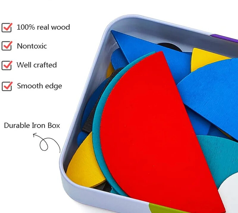 Wooden pattern block animals shapes puzzle sorting montessori educational toys