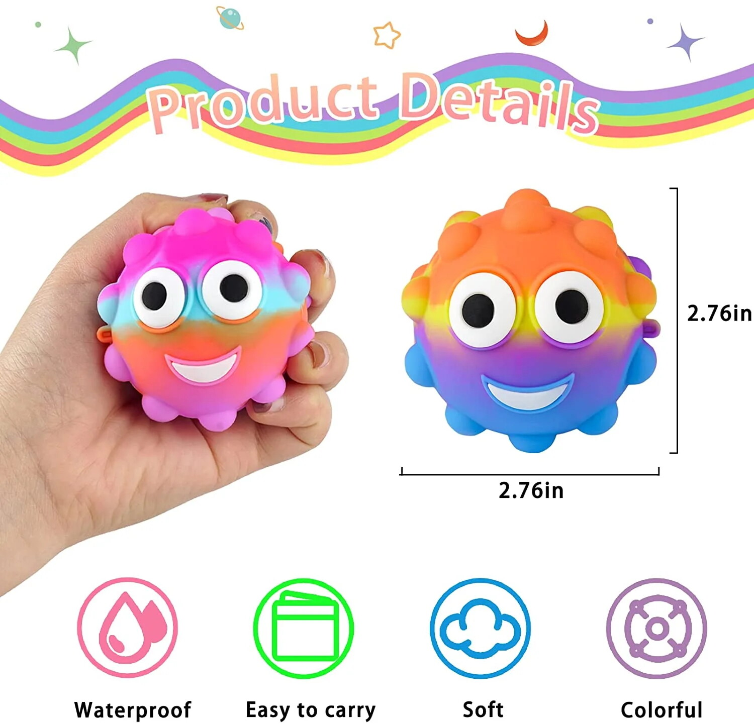 Pop bubble squeeze ball with eyes push pop sensory toys composition fidget toys