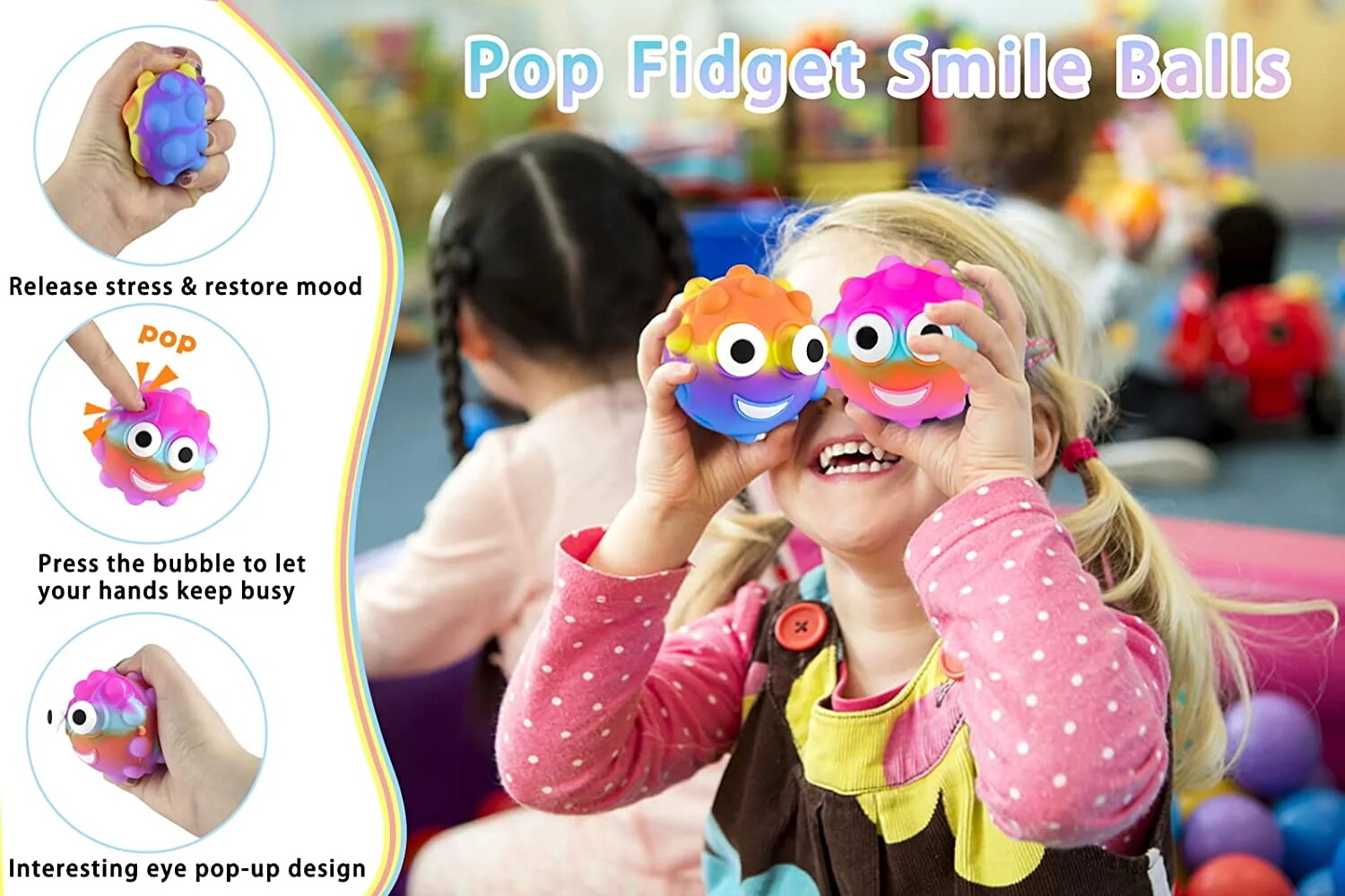 Pop bubble squeeze ball with eyes push pop sensory toys composition fidget toys