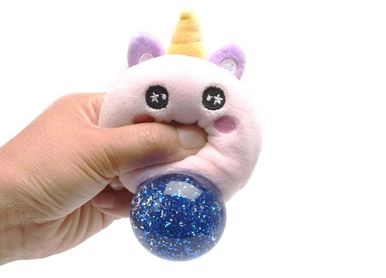 Customized baby animal plush pet squeeze jelly ball unicorn keychain toy