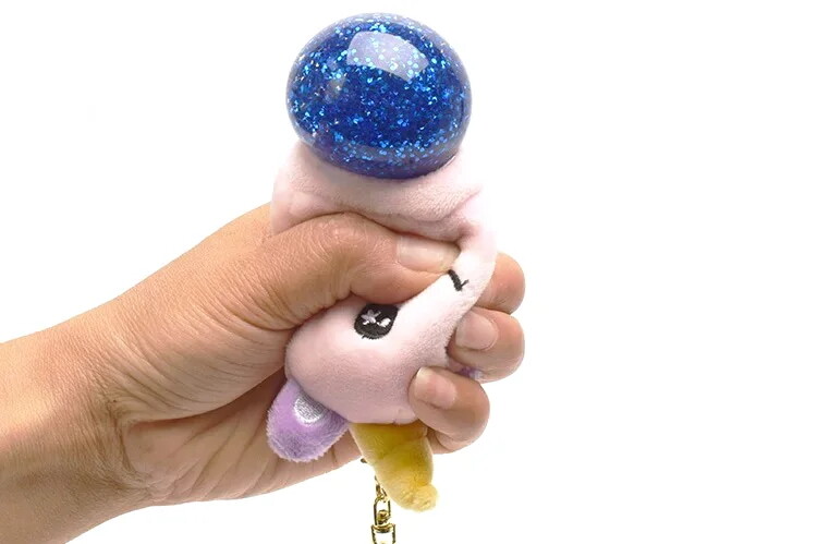 Customized baby animal plush pet squeeze jelly ball unicorn keychain toy