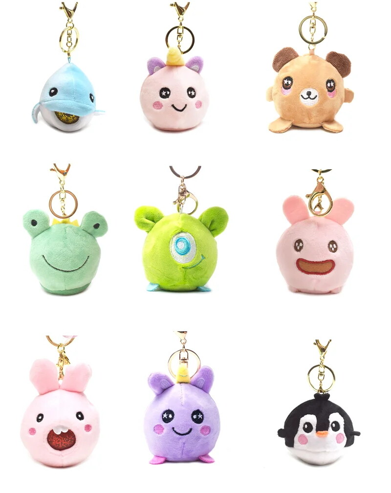 Customized baby animal plush pet squeeze jelly ball unicorn keychain toy