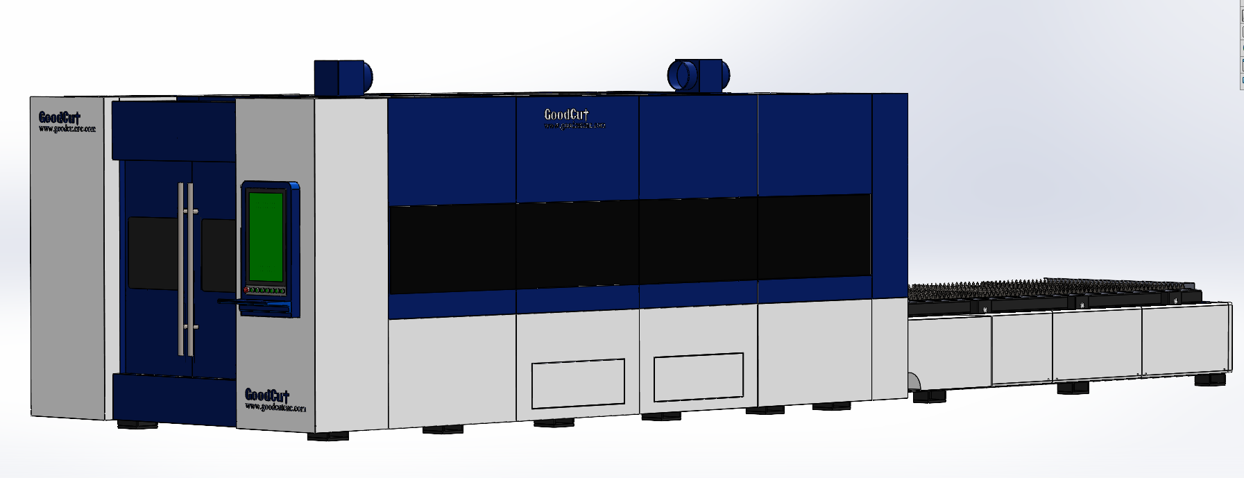 Machine de découpe laser à fibre à double table GC3060FC-D avec capot de protection fermé