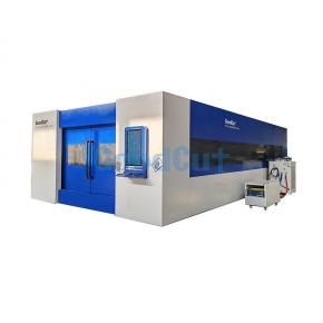 Machine de découpe laser à fibre à double table GC3060FC-D avec capot de protection fermé