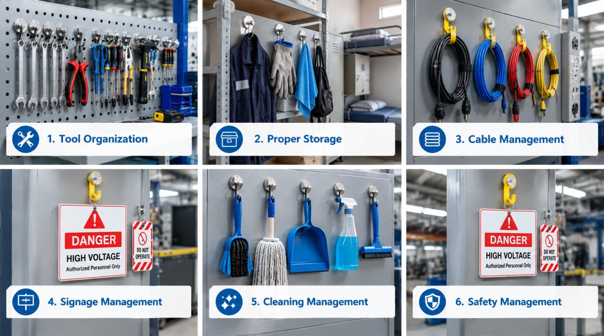 A Guide to Using Magnetic Hooks in Factory 5S Methodology