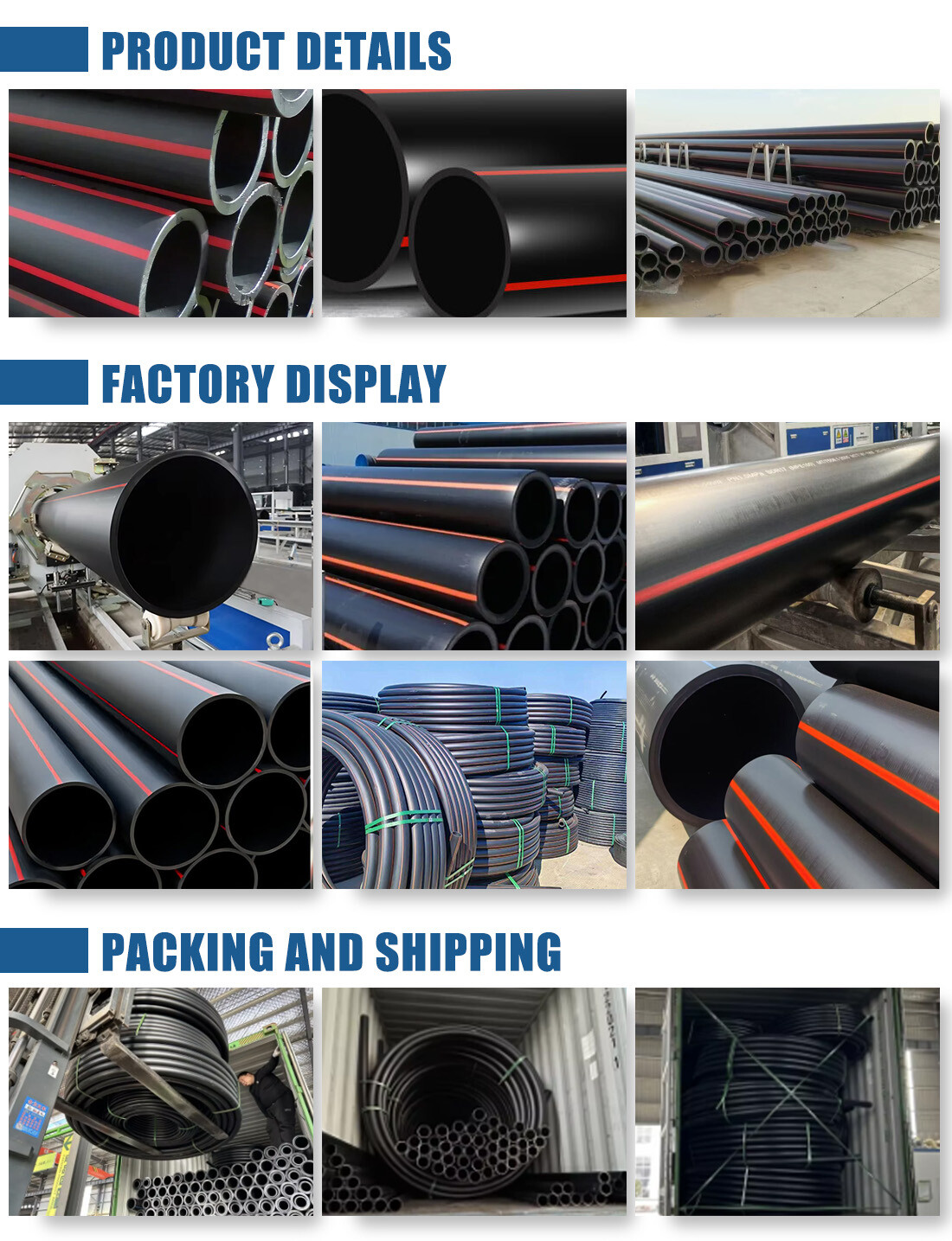 mining PE Pipe with red marking line for mining