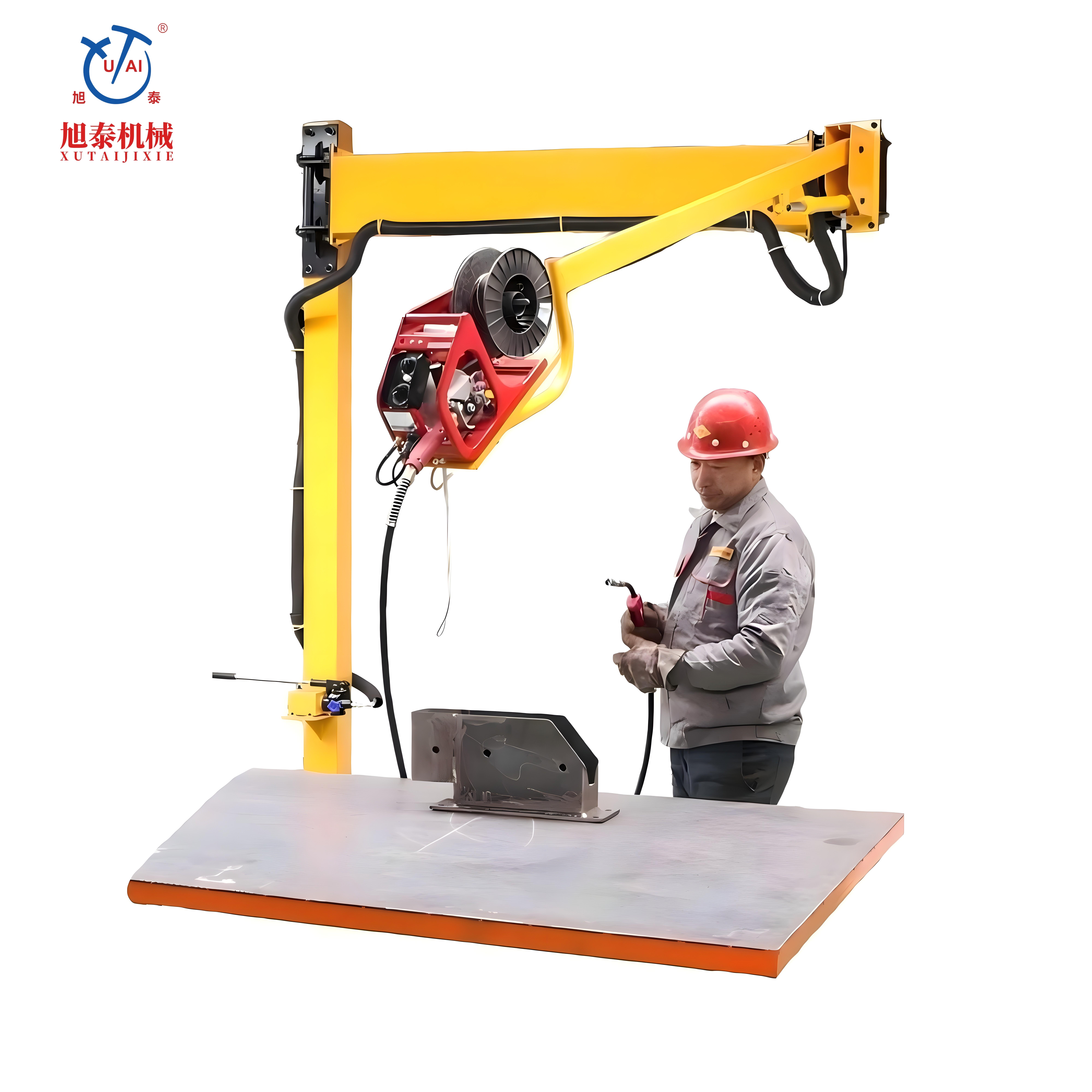 CE certified, SPH-505 manual hydraulic welding boom, wire feeder suspended in the air, making the workshop cleaner.