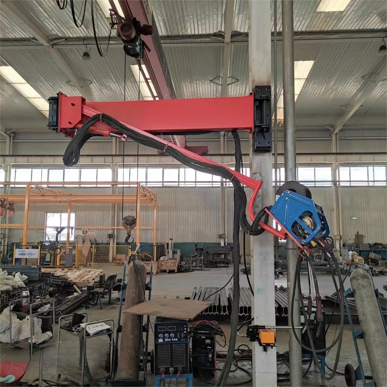 Arm length 5 meters , manual hydraulic welding boom , 320° rotation SPH-505 wire feeder arm
