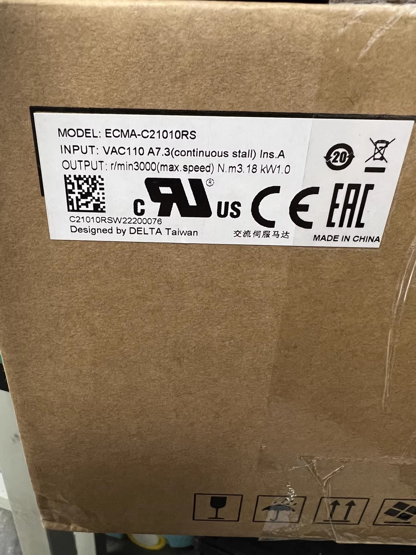 ECMA-C21010RS delta frequency inverter Servo Drive Servo motor Brand New and Genuine inverter test OK Fast Shipping