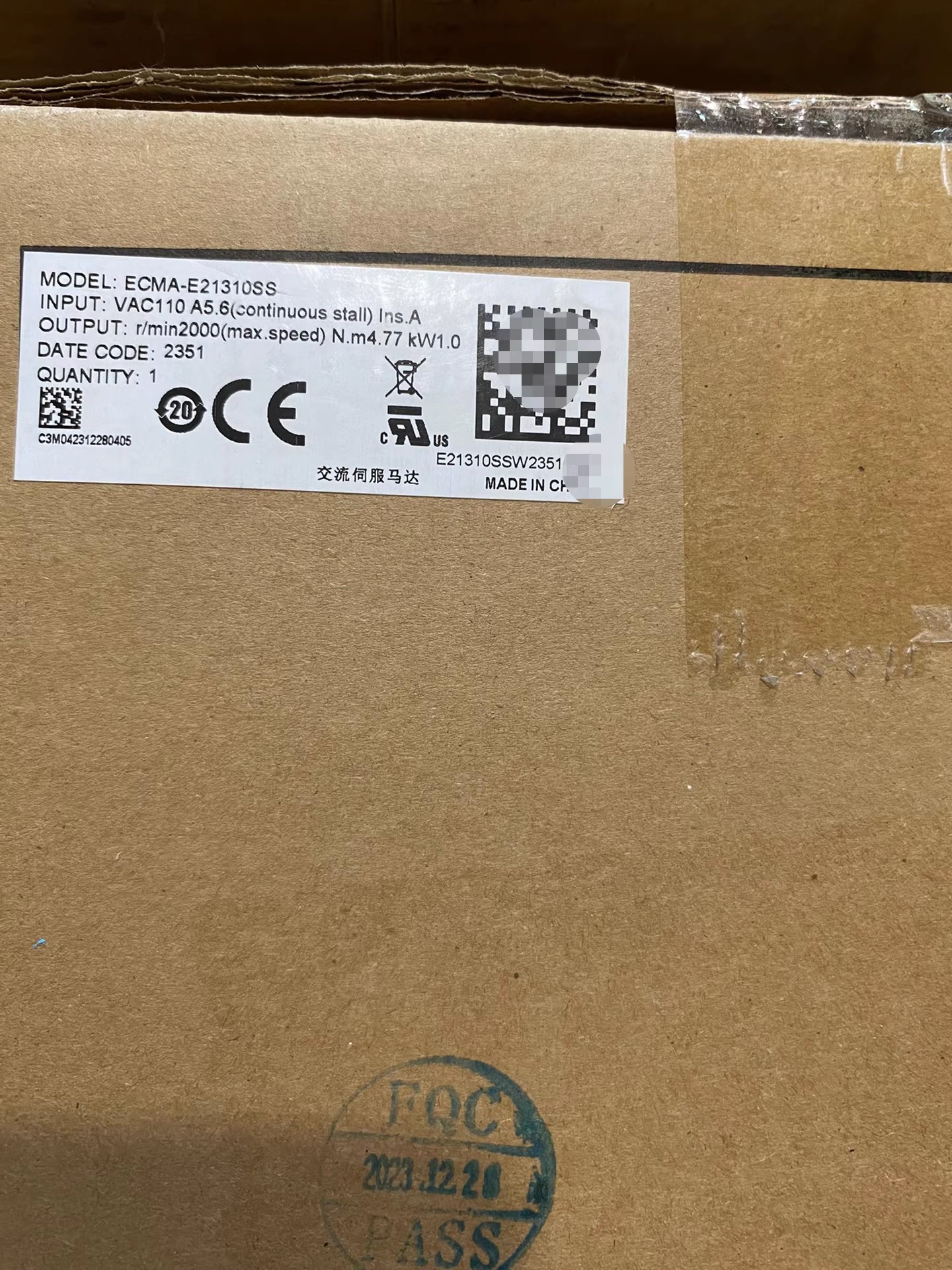 ECMA-E21310SS delta frequency inverter Servo Drive Servo motor Brand New and Genuine inverter test OK Fast Shipping