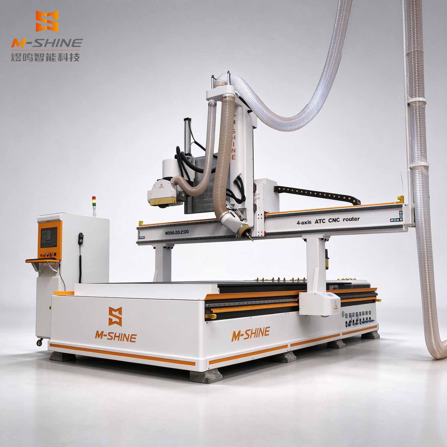 M-shine MS90-20-2130 4Axis ATC CNC Router | 45°/90° Bevel Cutting, High Efficiency & Stability