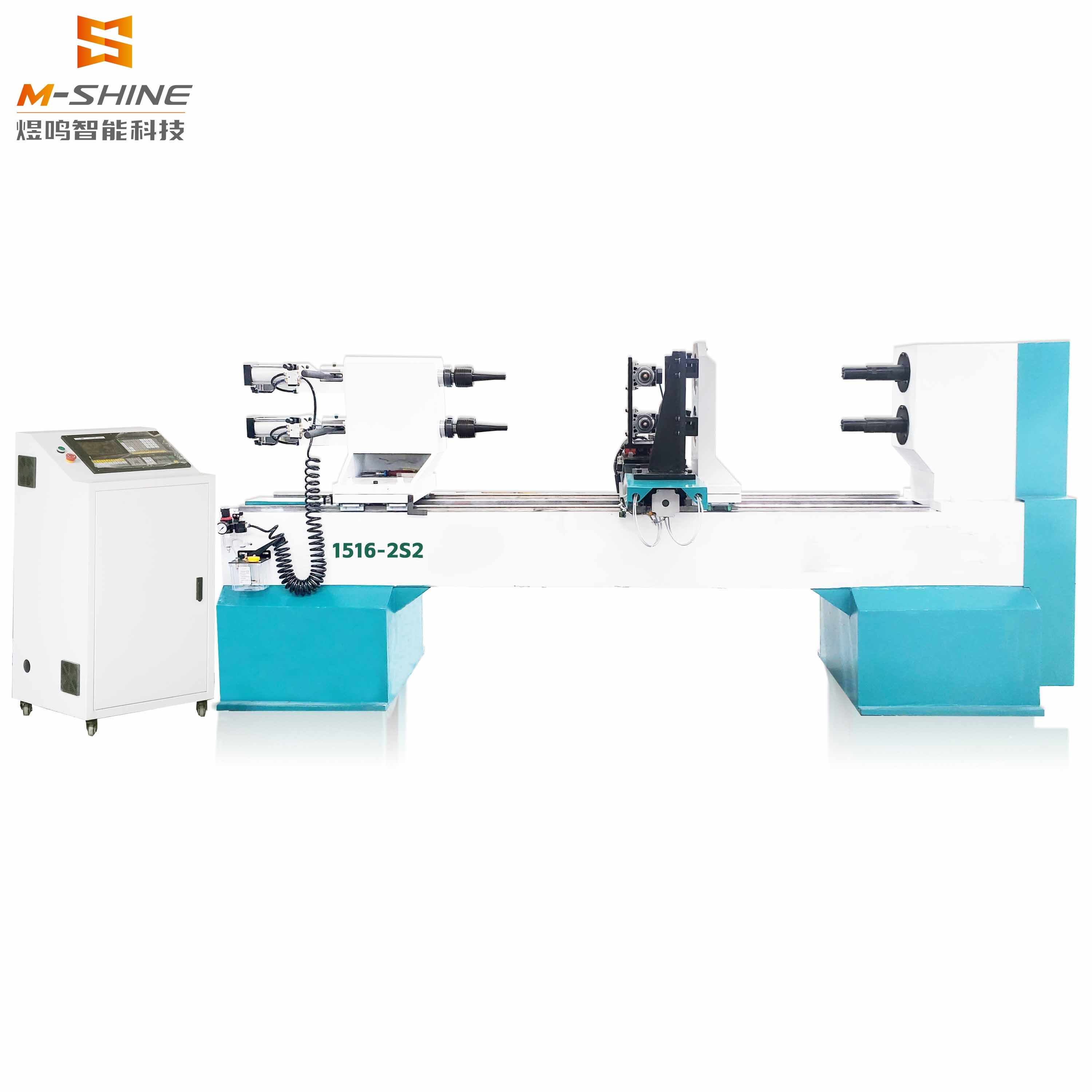 M-shine 1516 Torno CNC de madera de doble eje y cuatro herramientas para torneado, fresado y grabado