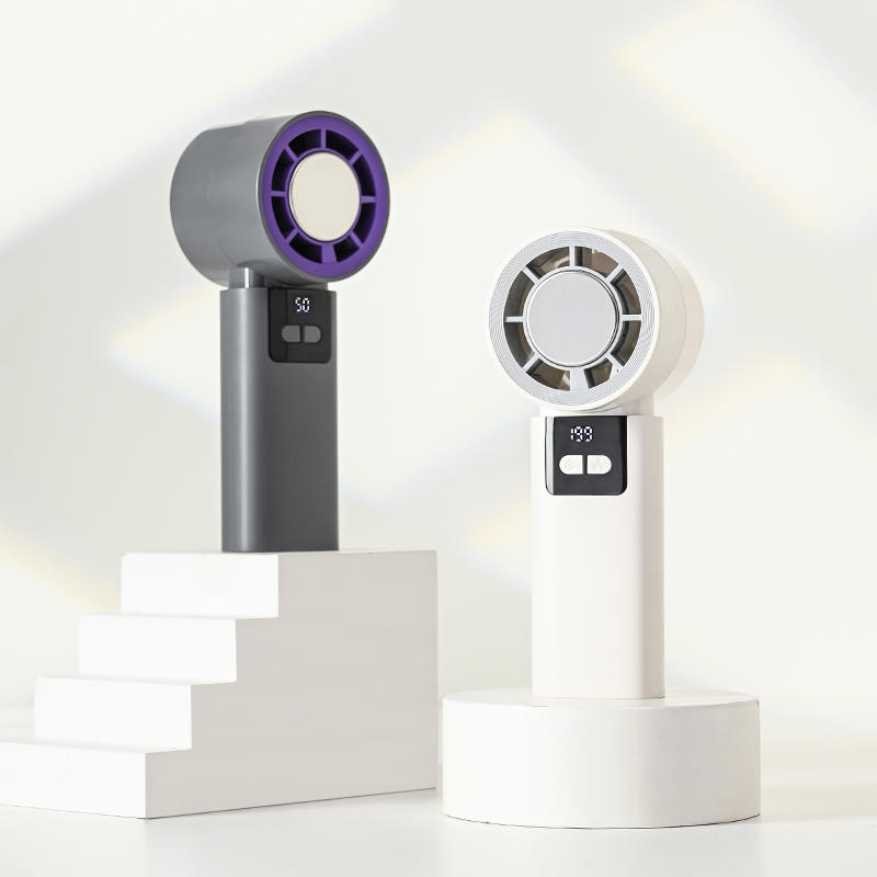 High-Speed Turbo Handheld Fan, Semiconductor Cooling & Ice Compress, Digital Display with Long Battery Life, Portable Cooling Gadget for Outdoor Use