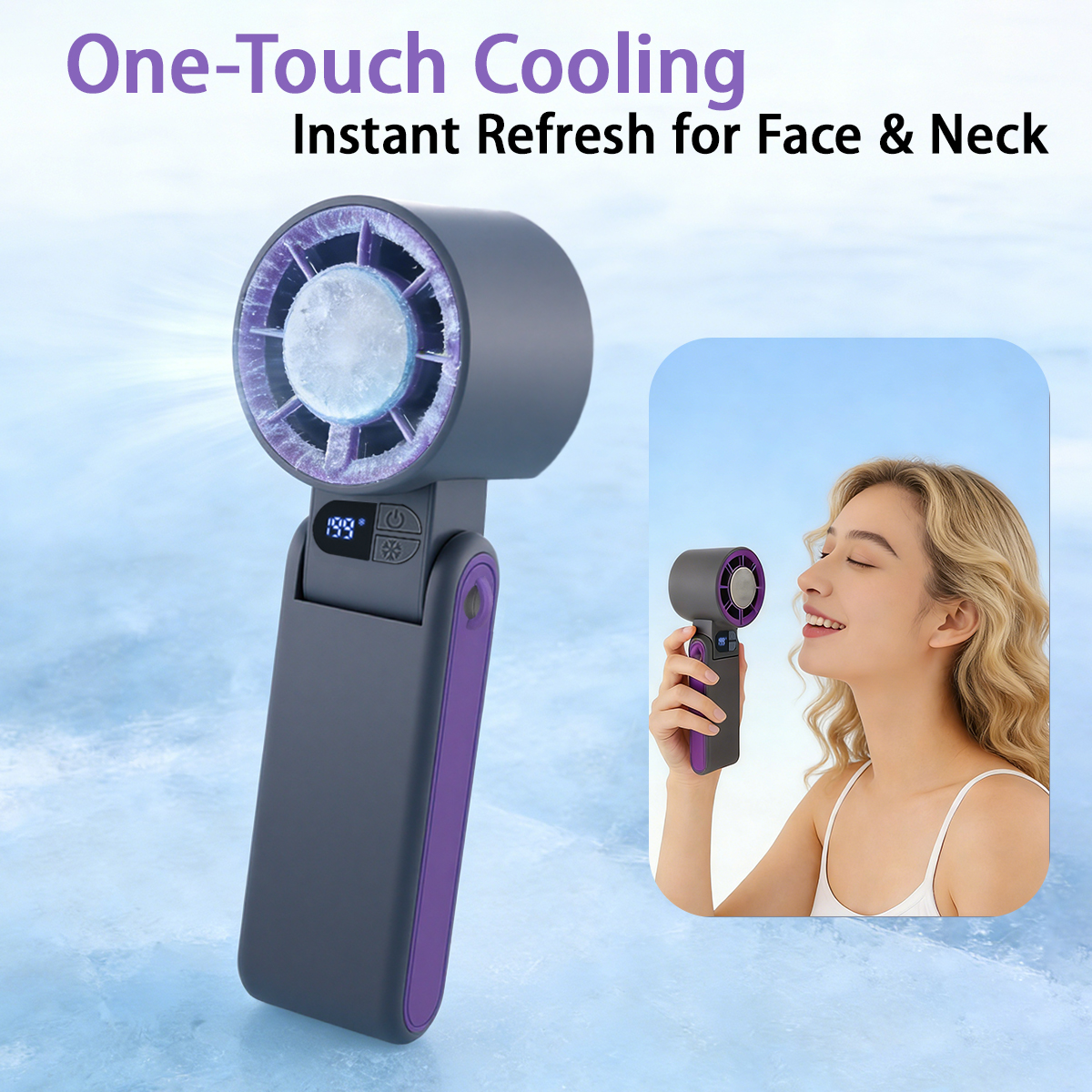 High-end Cold Compress Handheld Fan, Foldable Fan, Multi-functional Cooling Fan for Home, Office & Camping