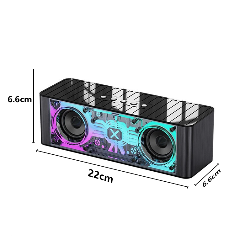 Speaker transparent mecha double sound small steel cannon high sound quality wireless Bluetooth speaker colorful light support TWS