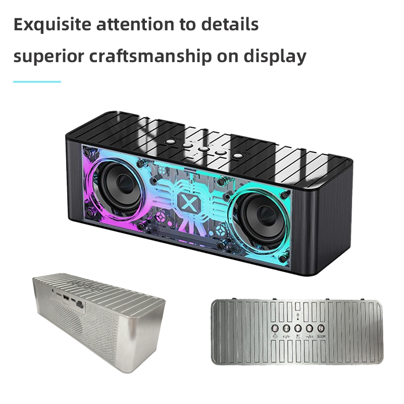 Speaker transparent mecha double sound small steel cannon high sound quality wireless Bluetooth speaker colorful light support TWS