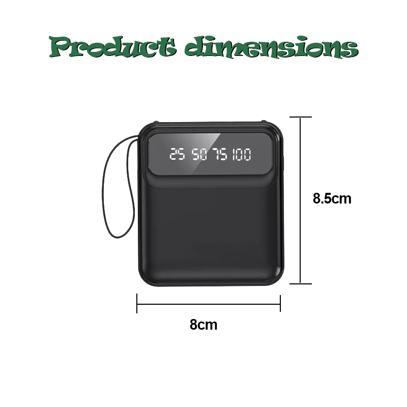 Portable Mini Power Bank with 4 Built-in CablesSmart LED Display , Travel Friendly
