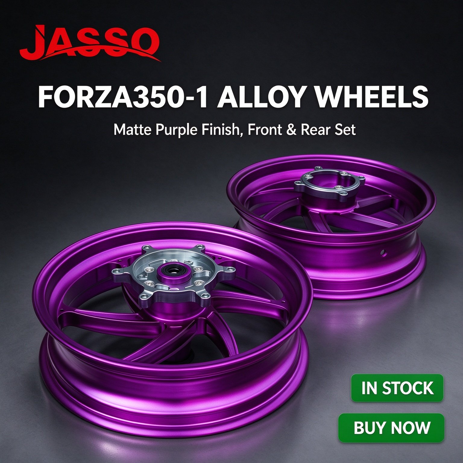 Honda FORZA 350 (NSS350) Aluminum Alloy Wheel Rim Set - Silver / Brown / Purple (Front and Rear)