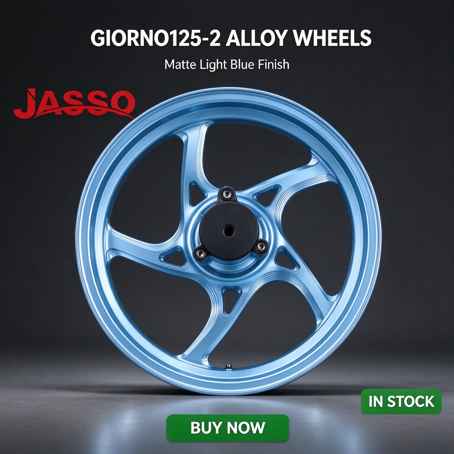 Honda GIORNO 125 Aluminum Alloy Wheel Rim - Matte Light Blue Classic Five-Spoke (Front and Rear Set)