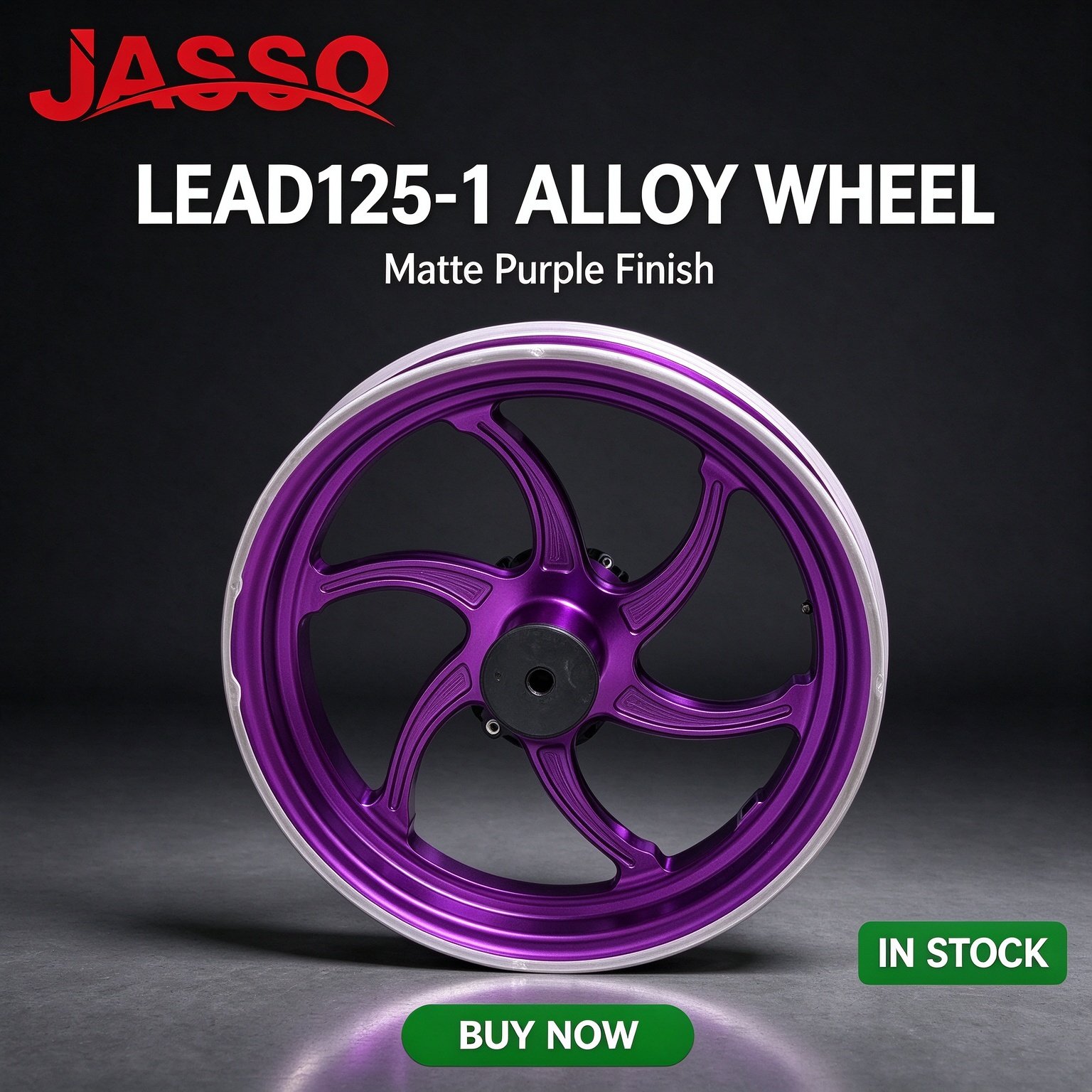 Honda LEAD 125 Horseshoe CNC Aluminum Alloy Wheel Rim - Glossy Red