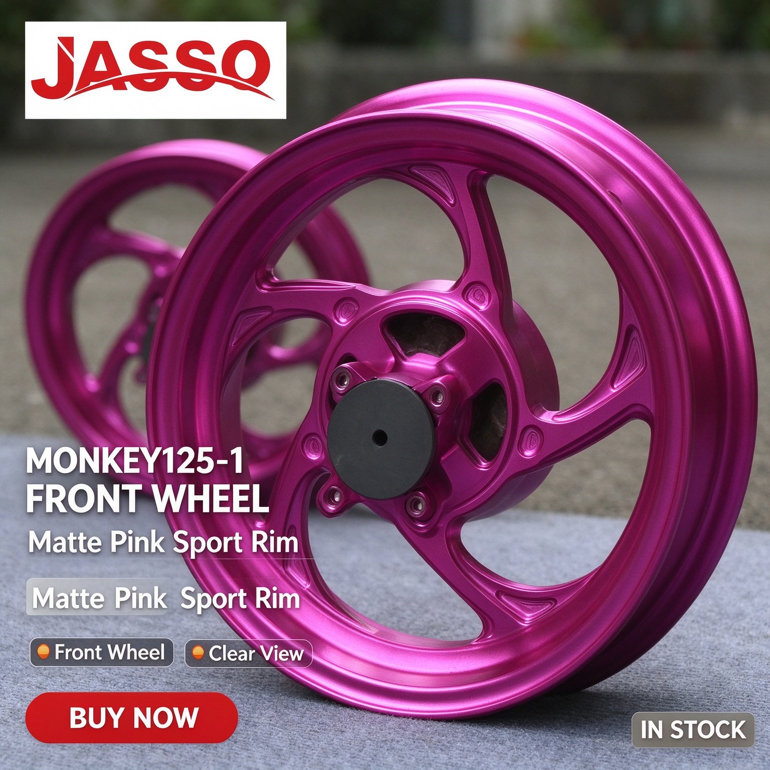 Honda MONKEY 125 Aluminum Alloy Wheel Rim Set - Matte Pink (Front and Rear)