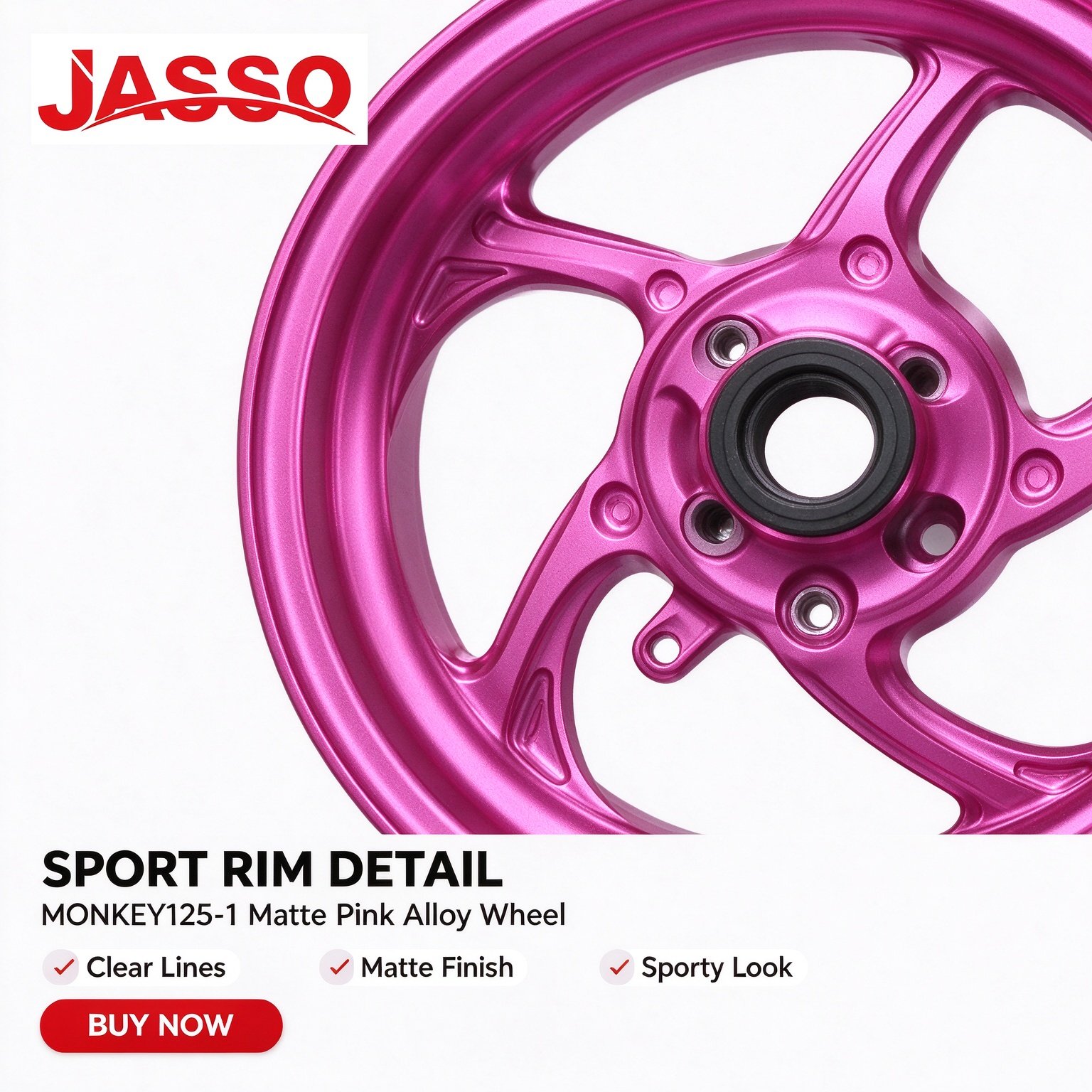 Honda MONKEY 125 Aluminum Alloy Wheel Rim Set - Matte Pink (Front and Rear)