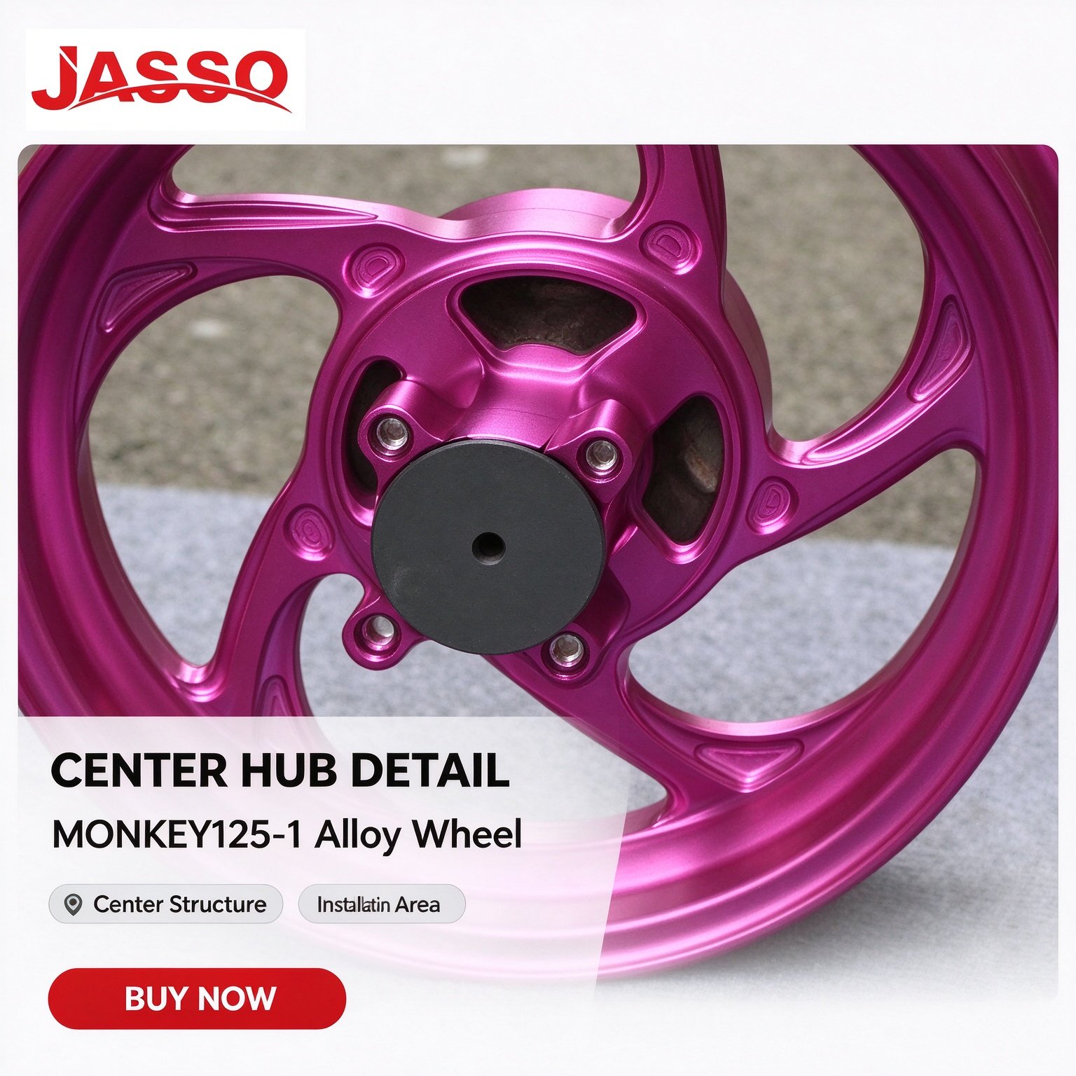 Honda MONKEY 125 Aluminum Alloy Wheel Rim Set - Matte Pink (Front and Rear)