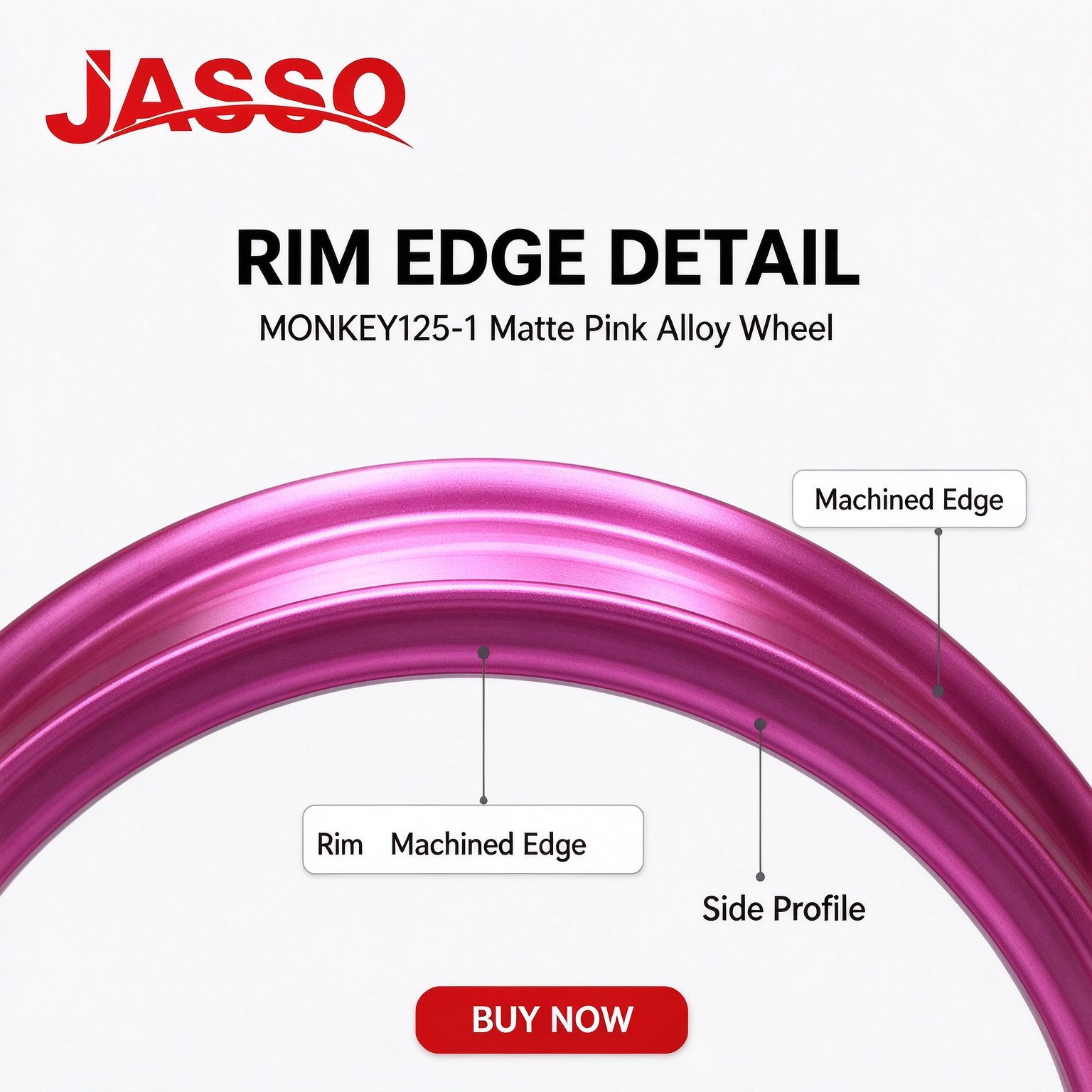 Honda MONKEY 125 Aluminum Alloy Wheel Rim Set - Matte Pink (Front and Rear)